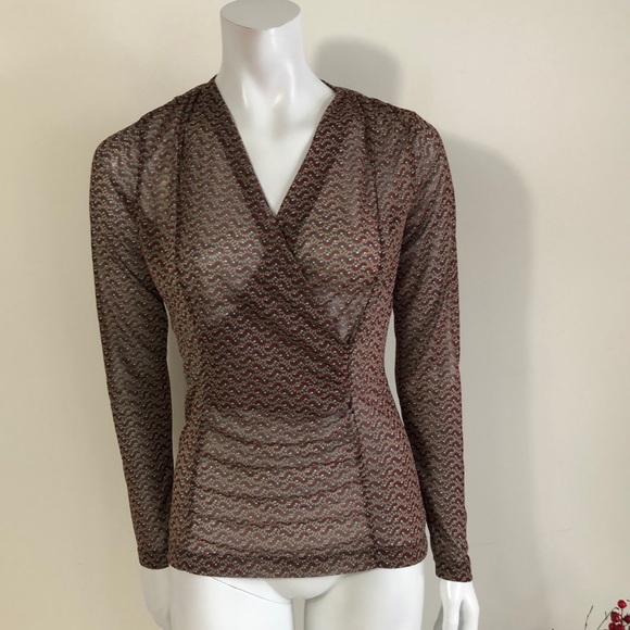 Sandwich V-Neck Pullover XS - Multi-Color Faux Wrap - Picture 1 of 8